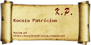 Kocsis Patrícius névjegykártya