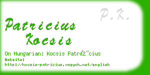 patricius kocsis business card